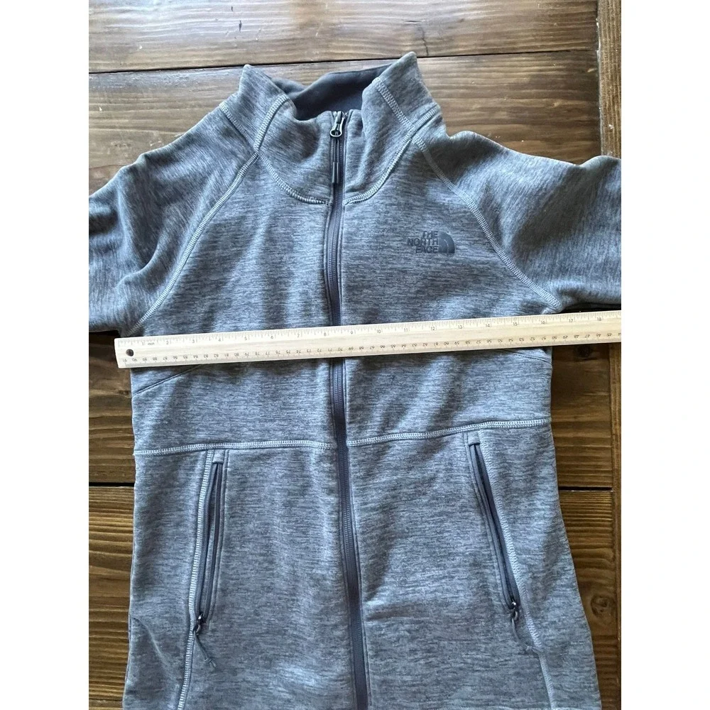 The North Face Womens Grey Heather Full Zip‎ Fleece Jacket Mock Neck Size Medium